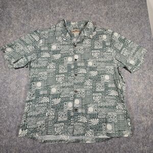 Blue Hawaii Cotton Shirt Mens Size 2XL Short Sleeve Green Multi Tropical Print